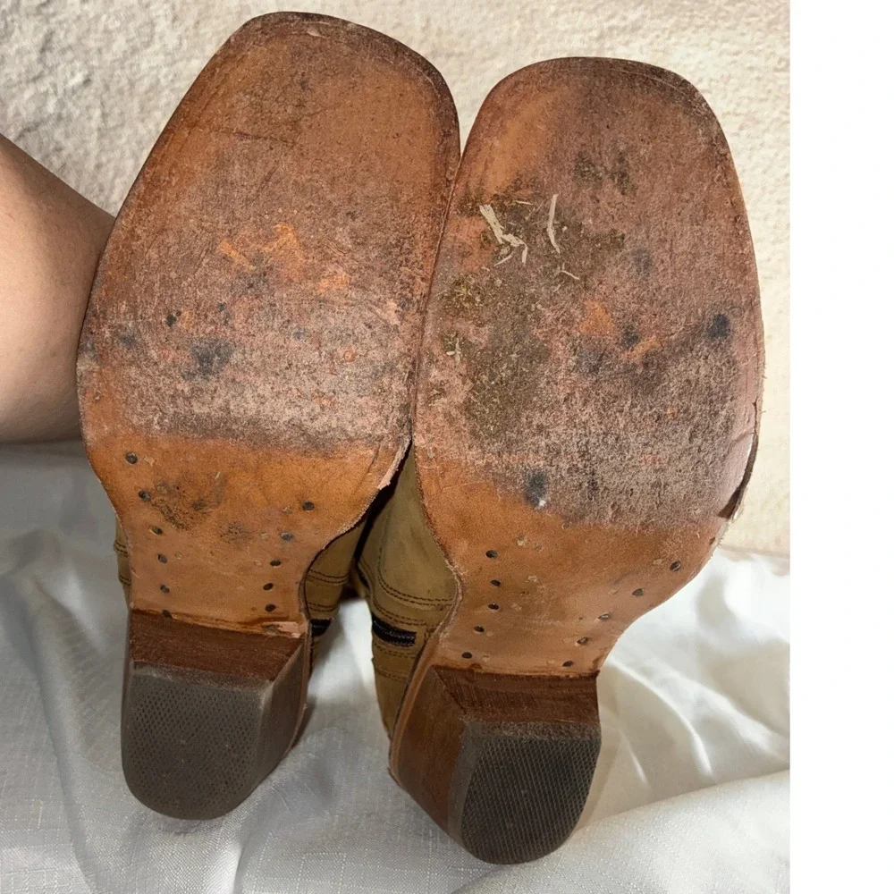 El General 1901 Sunflower Embroidered Tall Western Boots Tan Leather Womens 6 - Picture 7 of 13